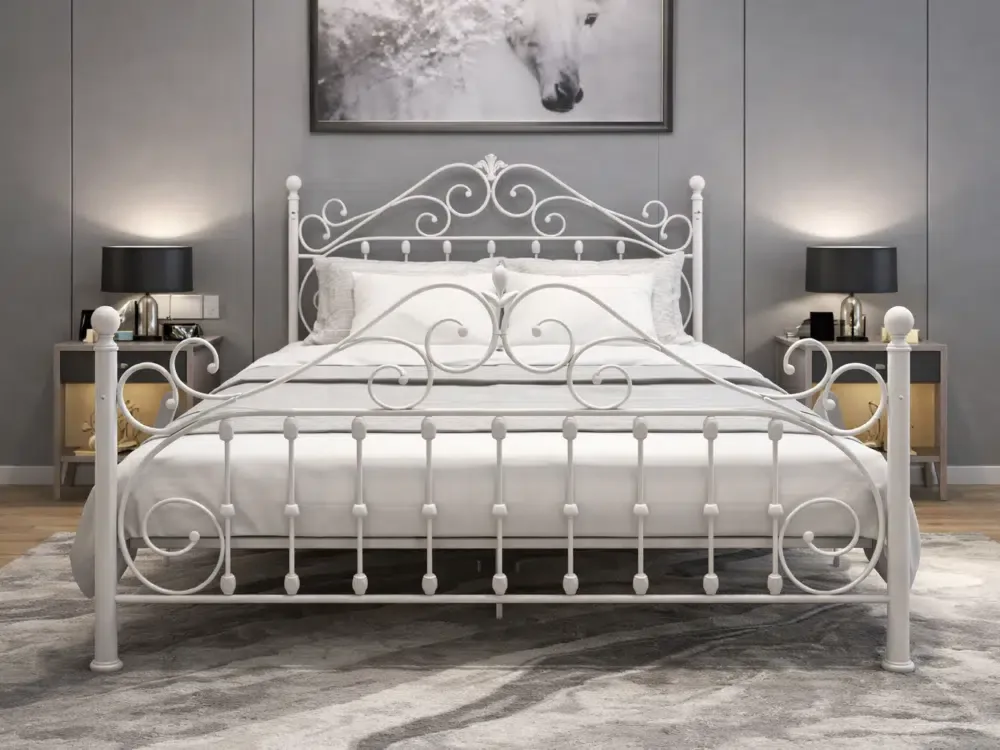 Cama fierro blanca rulos