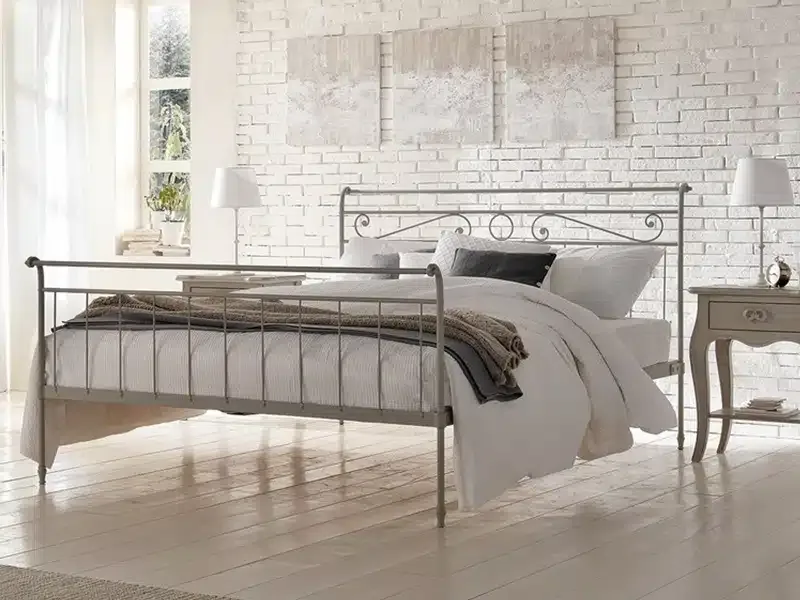 Cama fierro gris clásica
