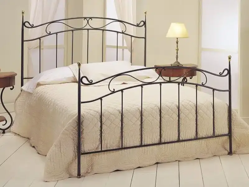 Cama fierro gris rulos