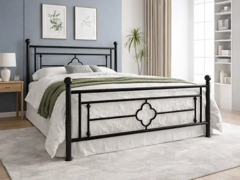 Cama fierro negra trébol