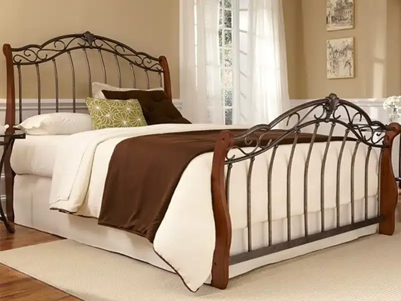 Cama fierro negro volutas