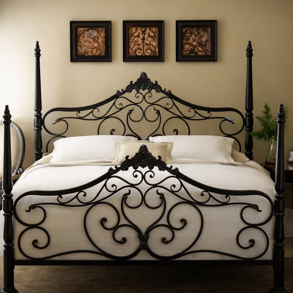 Cama forjada clásica con doncel