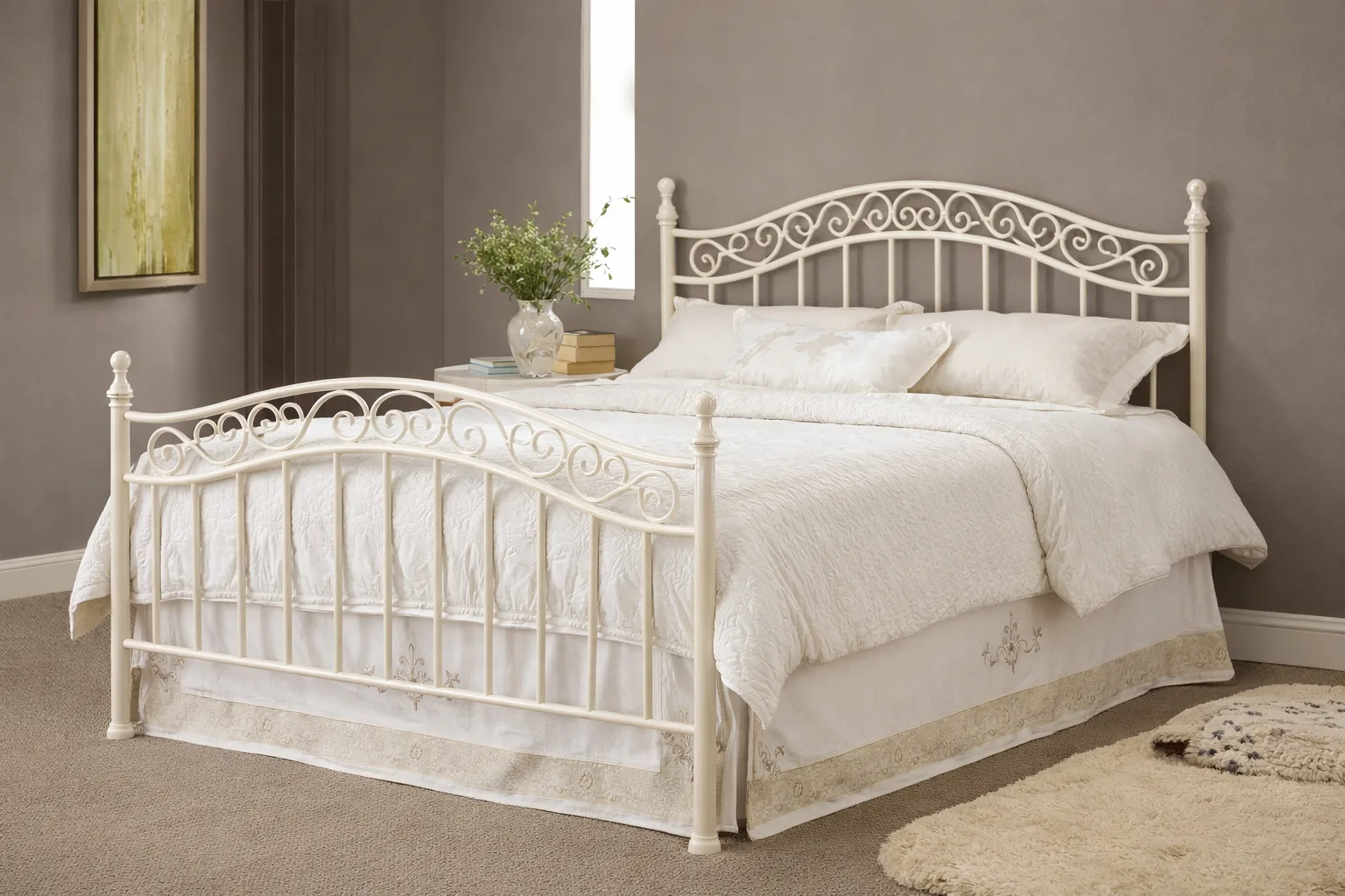Cama forjada marfil clásica