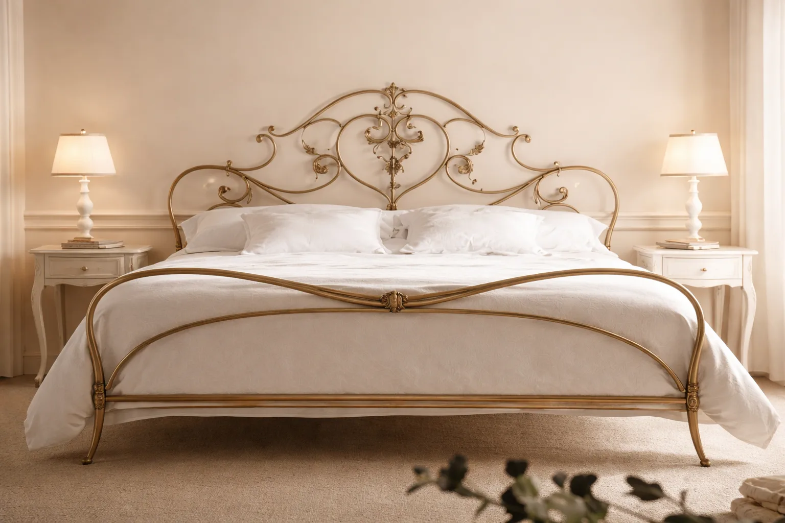 Cama imperial forjada dorada