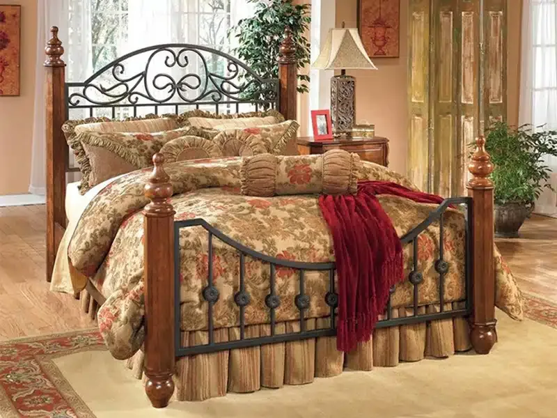 Cama poster fierro y madera