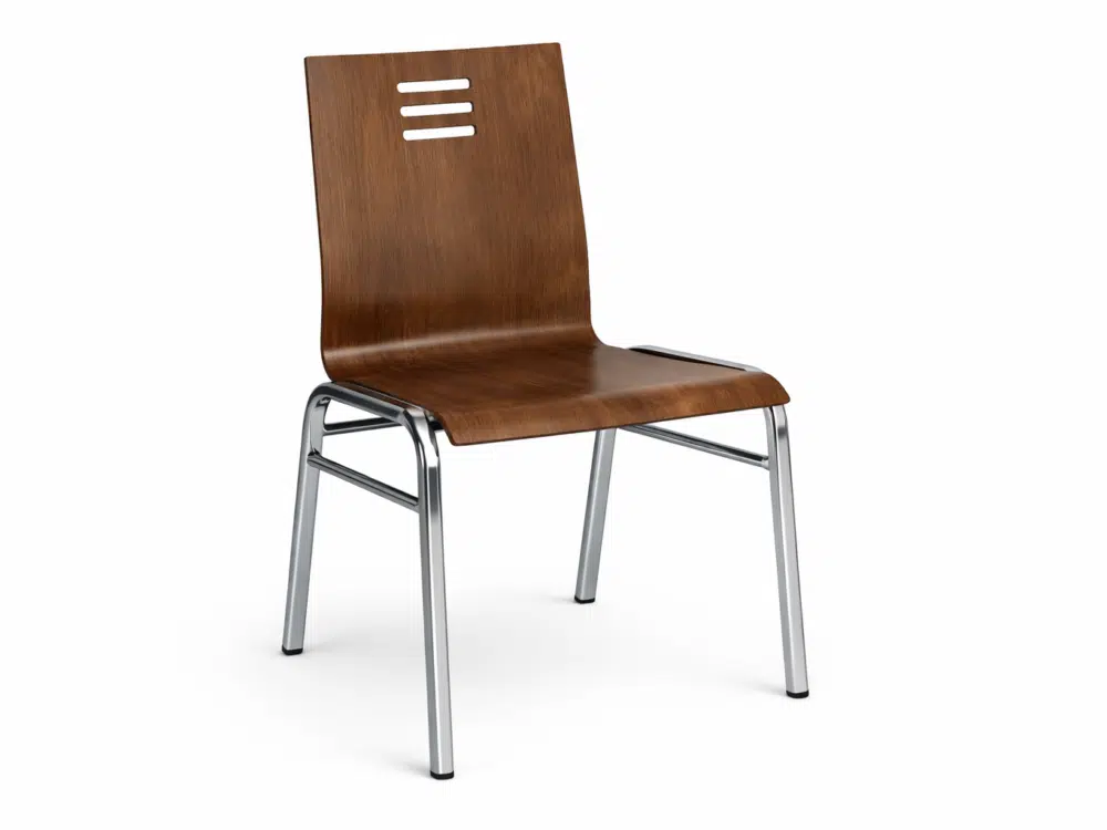 Silla madera curvada patas cromadas
